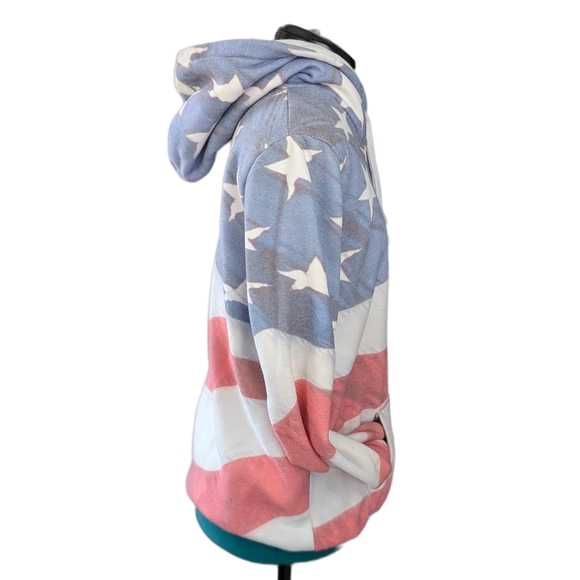 American Flag Fleece Lined Hooded Sweatshirt - Picture 3 of 11